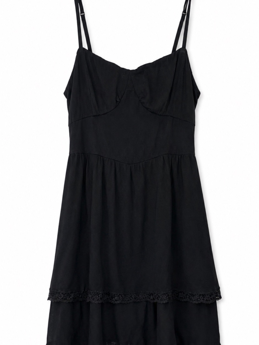 Hollister Black Lace-Trim Mini Sundress